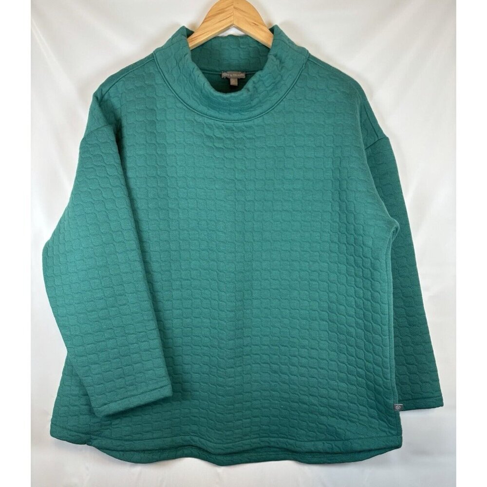 Talbots Teal Quilted Long-Sleeve Pullover